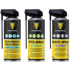 olej COYOTE set 3x400 ml spray (PTFE, Grafit, Lithium)